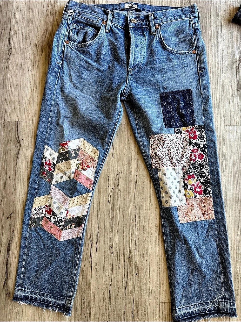 Citizens of Humanity Emerson Crop slim boyfriend Patchwork Floral Jeans Waist 25